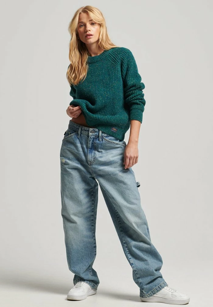 Superdry TWEED RIB CREW - Jumper - Forest Green 2 Superdry TWEED RIB CREW - Jumper - Forest Green - Image 2