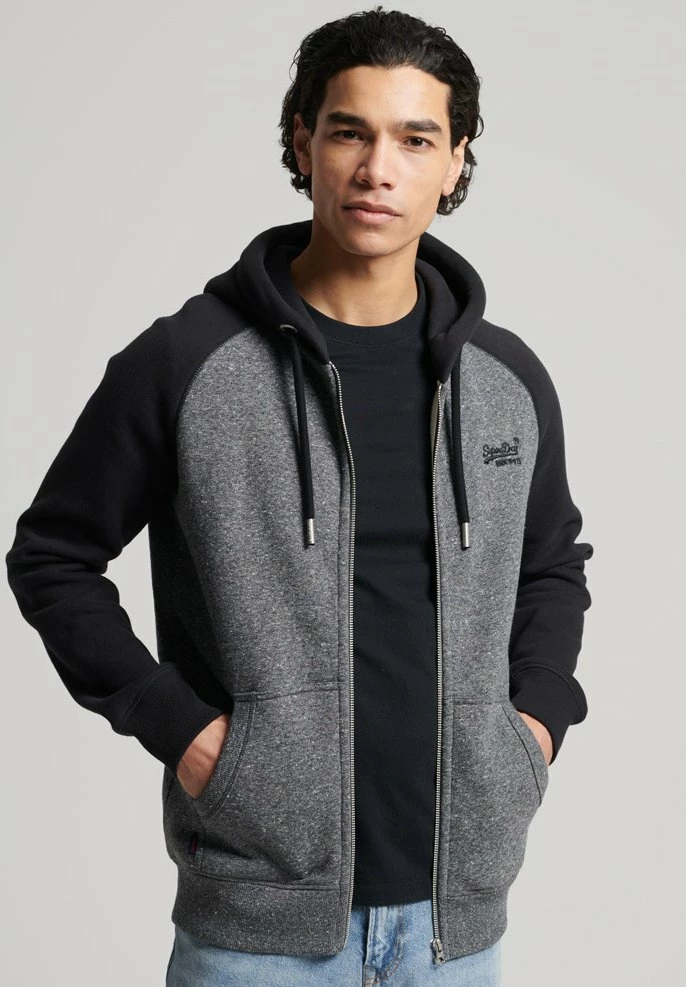 Superdry VINTAGE LOGO BASEBALL - Zip-up Sweatshirt - Black 1 Superdry VINTAGE LOGO BASEBALL - Zip-up Sweatshirt - Black