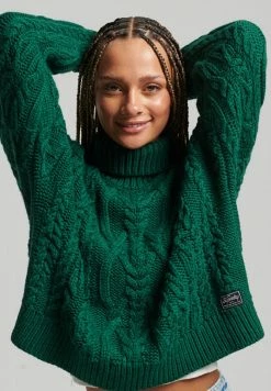 Superdry VINTAGE HIGH NECK - Jumper - Pine Green