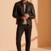 Superdry SPORTS RACER - Leather Jacket - Chocolate