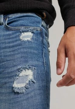 Superdry Slim Fit Jeans - Stanton Bright Blue Rip -Superdry Shop 4467c109e47845c2b8284c8f490396ed