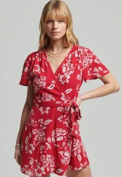 Superdry VINTAGE MINI WRAP - Day Dress - Floral Red