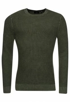 Superdry ACADEMY DYED TEXTURE - Jumper - Washed Dark Olive Green -Superdry Shop 46292de1140d4501b22f8be6ff286ab3