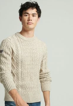 Superdry JACOB CABLE - Jumper - Oatmeal Marl