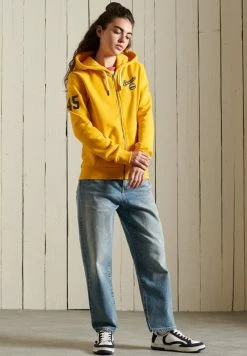 Superdry SCRIPT STYLE COLLEGE - Zip-up Sweatshirt - Golden Rod
