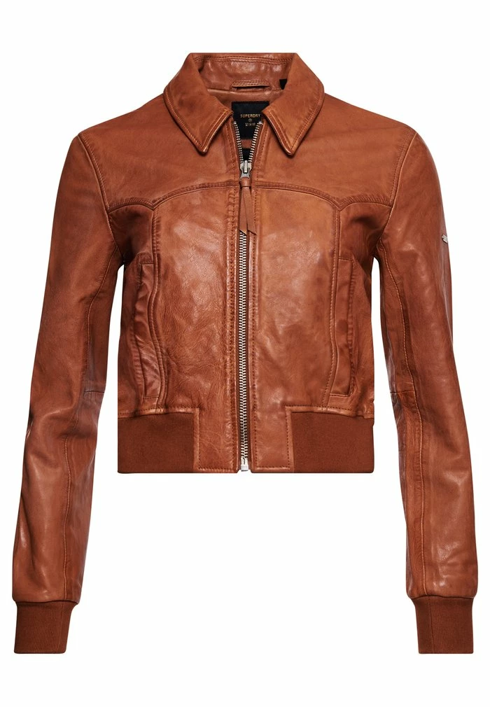 Superdry Leather Jacket - Tan 4 Superdry Leather Jacket - Tan - Image 4