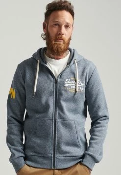 Superdry CLASSIC GRAPHIC LOGO - Zip-up Sweatshirt - Tois Blue Grit