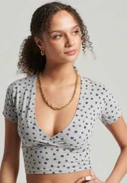 Superdry VINTAGE TINY - Print T-shirt - Grey Marl Navy Ditsy