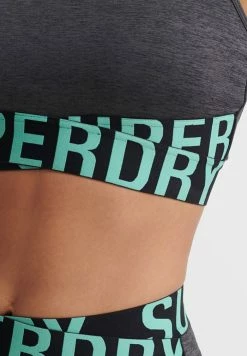 Superdry TRAINING CORE CROSS - Bustier - Charcoal Marl Hot Mint -Superdry Shop 4a149536f9054bafb72916c69f8b2e58