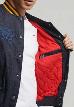 Superdry VINTAGE INDIGO VARSITY - Bomber Jacket - Blue -Superdry Shop 4a52647a49d547818f3a83e3f1cde86d
