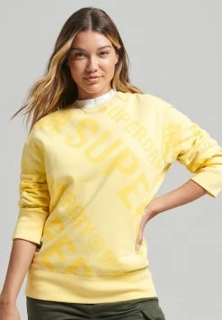 Superdry UNISEX CORE LOGO ALL OVER PRINT CREW - Sweatshirt - Pale Yellow