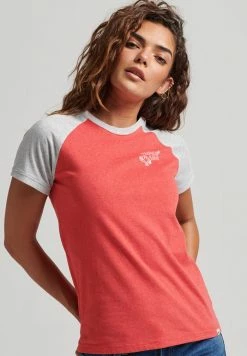 Superdry RAGLAN - Print T-shirt - Rosso Marl Clouded Marl