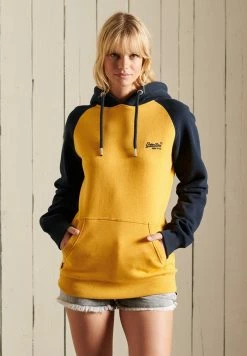 Superdry VINTAGE LOGO EMBROIDERED BASEBALL - Hoodie - Turmeric Marl Eclipse Navy