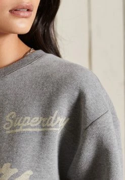Superdry COLLEGIATE CREW - Sweatshirt - Dark Marl -Superdry Shop 4c791a5552b0427e87472fafa087f96a