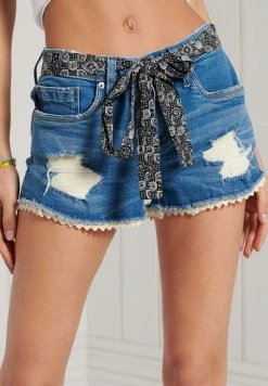 Alternative view of Superdry HOT - Denim Shorts - Mid Indigo Destroy