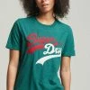 Superdry VINTAGE VL - Print T-shirt - Teal Gravel Marl