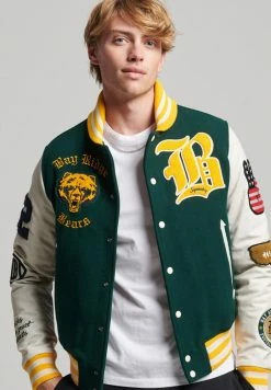 Superdry Shop 19 Superdry COLLEGE VARSITY PATCH - Bomber Jacket - Enamel Green