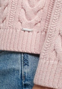 Superdry DROPPED SHOULDER CABLE CREW NECK - Jumper - Nappa Pink Twist -Superdry Shop 4e29b8bb112d4db79e421595427a4025