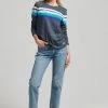 Superdry CALI STRIPE - Long Sleeved Top - Eclipse Navy Marl