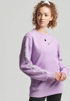 Superdry CODE LINEAR LOOSE CREW - Sweatshirt - Mid Lilac