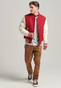 Superdry COLLEGE VARSITY - Bomber Jacket - Hike Red