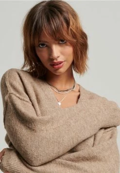 Superdry V NECK - Jumper Dress - Deep Camel Marl -Superdry Shop 4fc9019e665a4f4f93ba015cf3861d02