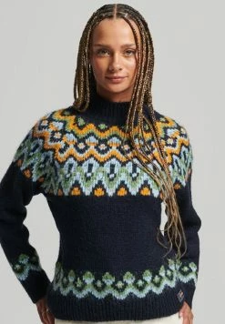 Superdry SLOUCHY FAIRISLE - Jumper - Navy Mix Fairisle