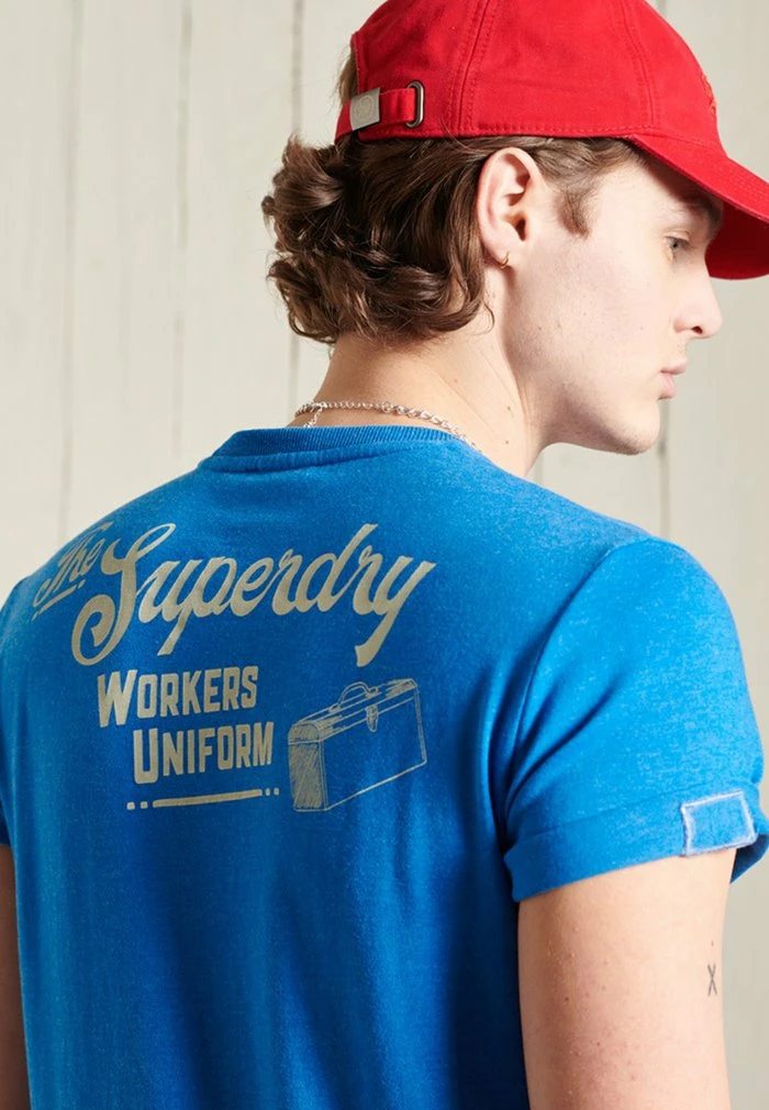 Superdry WORKWEAR GRAPHIC STANDARD - Print T-shirt - Blue Bottle Marl 2 Superdry WORKWEAR GRAPHIC STANDARD - Print T-shirt - Blue Bottle Marl - Image 2