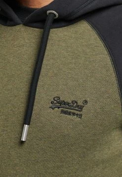 Superdry VINTAGE LOGO BASEBALL - Hoodie - Olive Marl Black -Superdry Shop 51129a77630144649e21377327565c5f