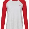Superdry VINTAGE BASEBALL 3/4 SLEEVED - Long Sleeved Top - Papaya Red Marl Glacier Grey Marl