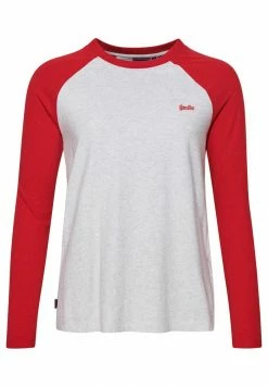 Superdry VINTAGE BASEBALL 3/4 SLEEVED - Long Sleeved Top - Papaya Red Marl Glacier Grey Marl