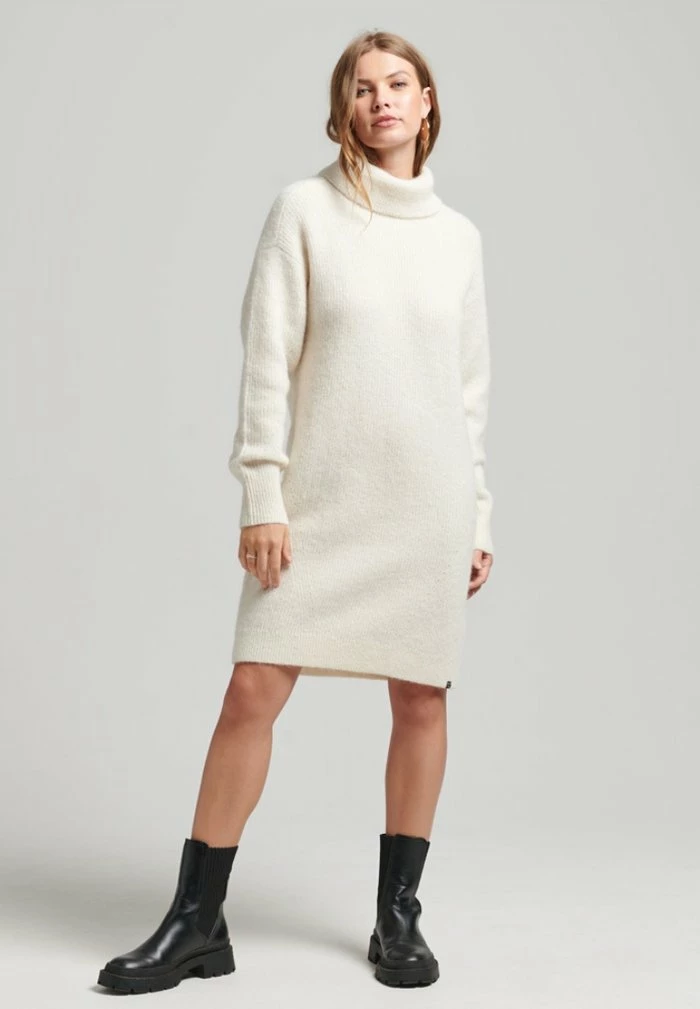 Superdry ROLL NECK - Jumper Dress - Cream 2 Superdry ROLL NECK - Jumper Dress - Cream - Image 2