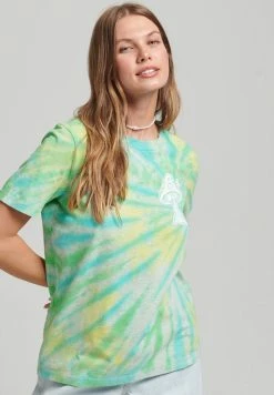 Superdry WOODLAND GRAPHIC - Print T-shirt - Glacier Grey Marl Tie Dye