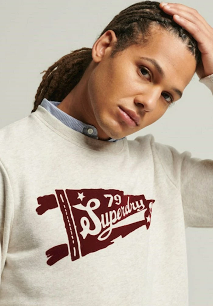 Superdry VINTAGE SCRIPT - Sweatshirt - Oat Marl 2 Superdry VINTAGE SCRIPT - Sweatshirt - Oat Marl - Image 2
