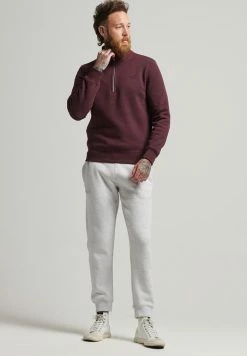 Superdry VINTAGE LOGO HALF ZIP - Sweatshirt - Track Burgundy Marl