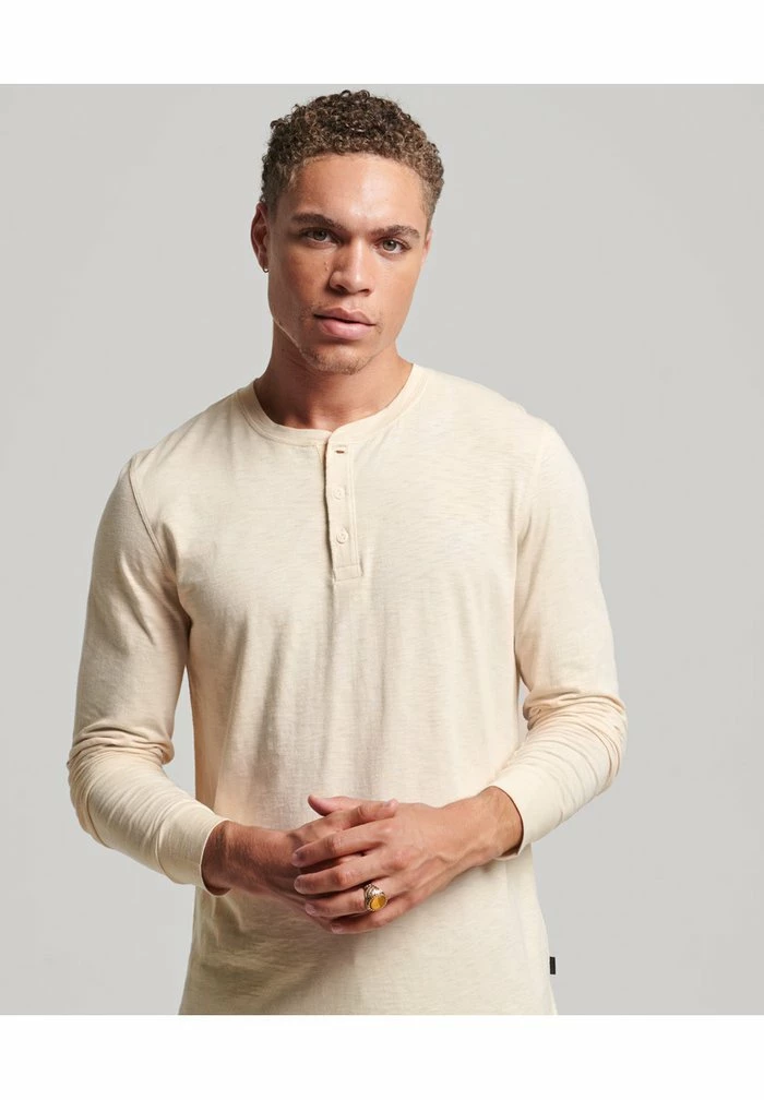 Superdry HENLEY - Long Sleeved Top - Oatmeal 2 Superdry HENLEY - Long Sleeved Top - Oatmeal - Image 2