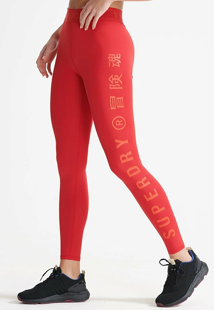 Superdry SPORT TRAINING ELASTIC - Leggings - Tango Red 2 Superdry SPORT TRAINING ELASTIC - Leggings - Tango Red - Image 2