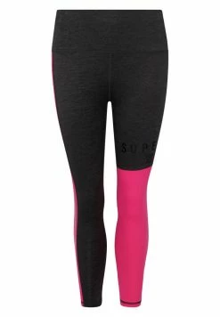 Superdry TRAINING GRAPHIC - Leggings - Trousers - Charcoal Marl Raspberry Sorbet -Superdry Shop 53b86b57affa410dadb971573bf274a7