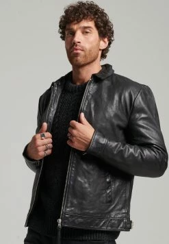 Superdry COACH - Leather Jacket - Black