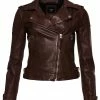 Superdry ESSENTIALS - Leather Jacket - Mocha Brown