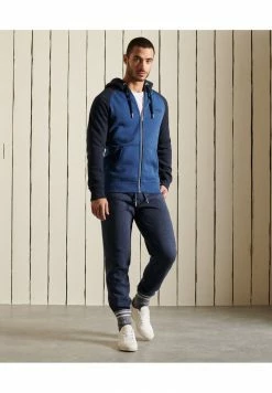 Superdry VLE BASEBALL - Zip-up Sweatshirt - Bright Blue Marleclipse Navy
