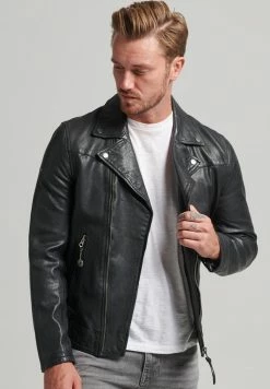 Superdry BIKER JACKET - Leather Jacket - Black