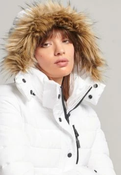Superdry FAUX FUR SHORT HOODED PUFFER - Winter Jacket - White -Superdry Shop 54f709554ed64a419ca20add815c4787