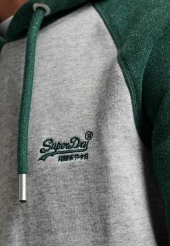 Superdry VINTAGE LOGO BASEBALL - Hoodie - Athletic Grey Marl Campus Green Marl -Superdry Shop 553663e2ba624f7c87f9669d5470a524
