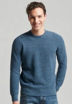 Superdry VINTAGE TEXTURED CREW - Jumper - Tidal Blue Heather