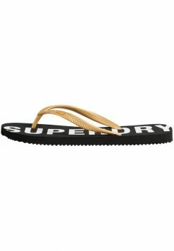 Superdry ESSENTIAL - T-bar Sandals - Black Metallic Gold