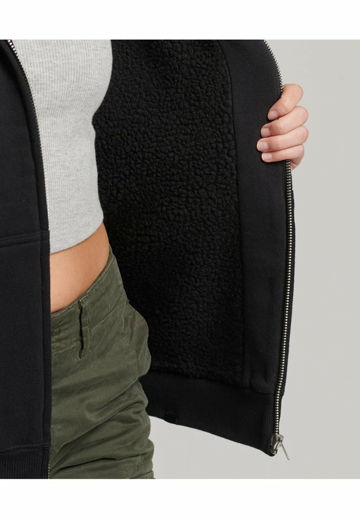 Superdry ESSENTIAL BORG - Zip-up Sweatshirt - Black 3 Superdry ESSENTIAL BORG - Zip-up Sweatshirt - Black - Image 3