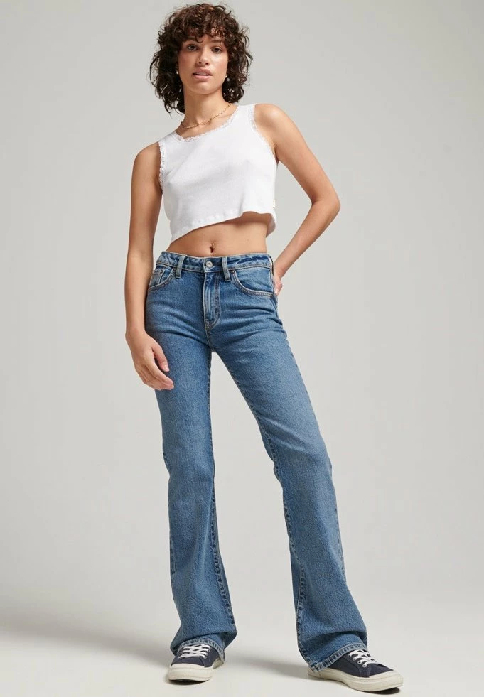 Superdry MID RISE SLIM FLARE - Bootcut Jeans - Dark Indigo Aged 2 Superdry MID RISE SLIM FLARE - Bootcut Jeans - Dark Indigo Aged - Image 2