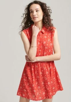 Superdry SHORT SLEEVE - Shirt Dress - Lobster Ditsy