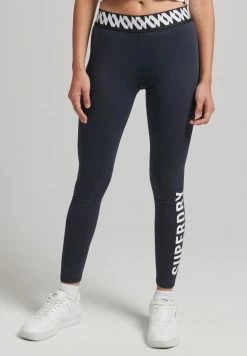 Superdry CODE LOGO ELASTIC - Leggings - Trousers - Deep Navy
